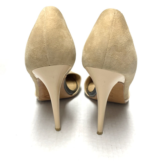 L.A.M.B. Pump Suede Leather Tan Beige Natural Point Toe Slim Heel D'orsay 9.5 - Picture 6 of 8